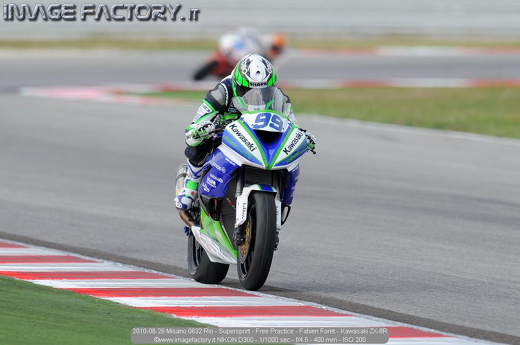 2010-06-26 Misano 0632 Rio - Supersport - Free Practice - Fabien Foret - Kawasaki ZX-6R